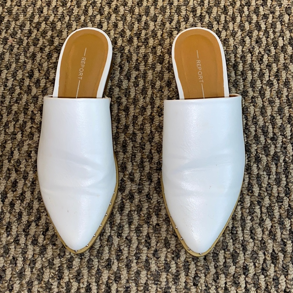 Barely Worn Report White Mules